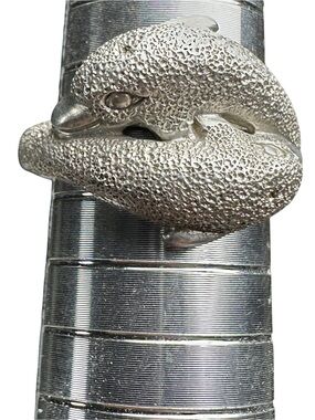 Vtg Kabana 925 Sterling Silver Bypass Wrapped Textured Dolphin Ring Sz 6.75 4.7g